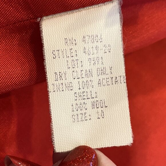 Vintage 1980s 100% Wool Red Lined Blazer Brass Buttons Women Sz 10 As Is - Picture 11 of 12